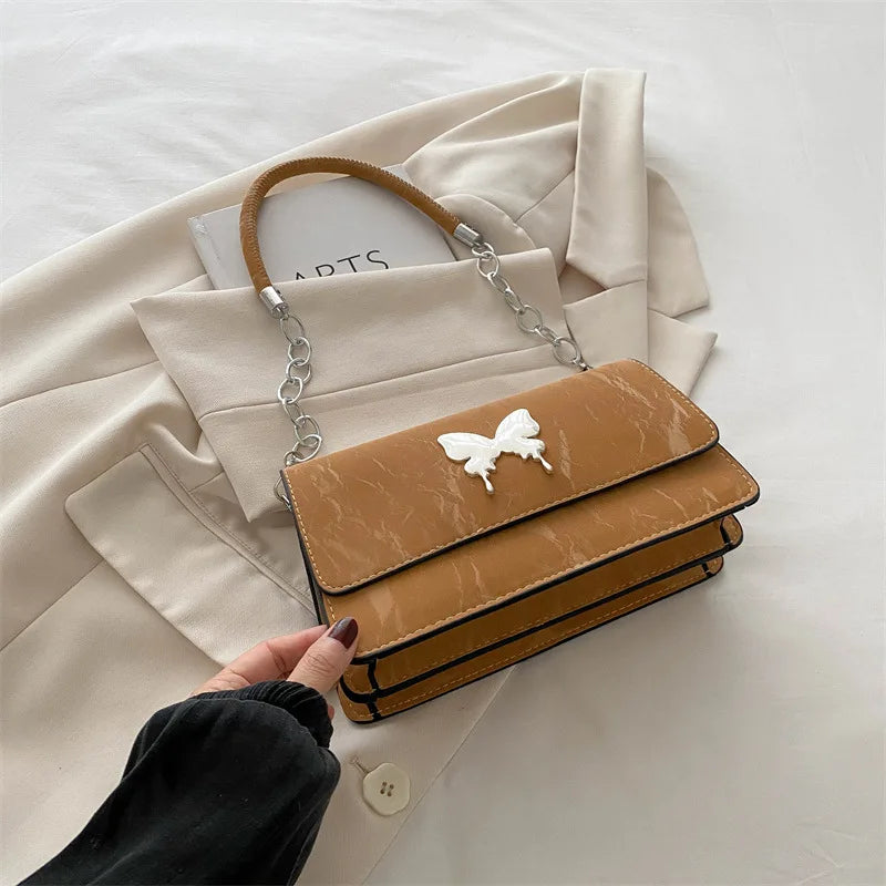 Fashion Bow Small Square PU Leather Underarm Crossbody Bag for Women