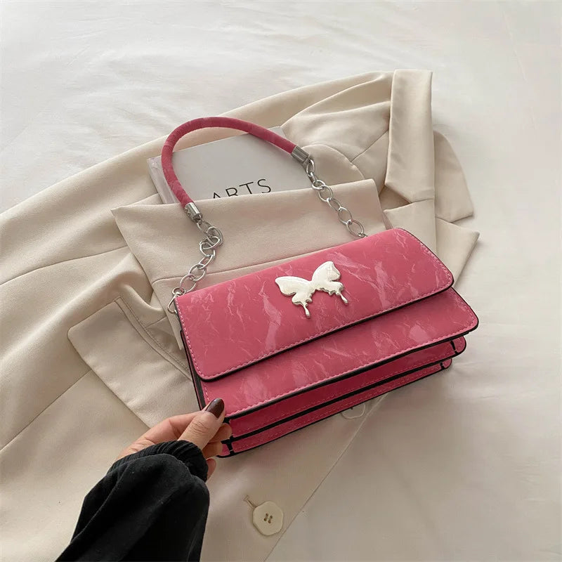 Fashion Bow Small Square PU Leather Underarm Crossbody Bag for Women