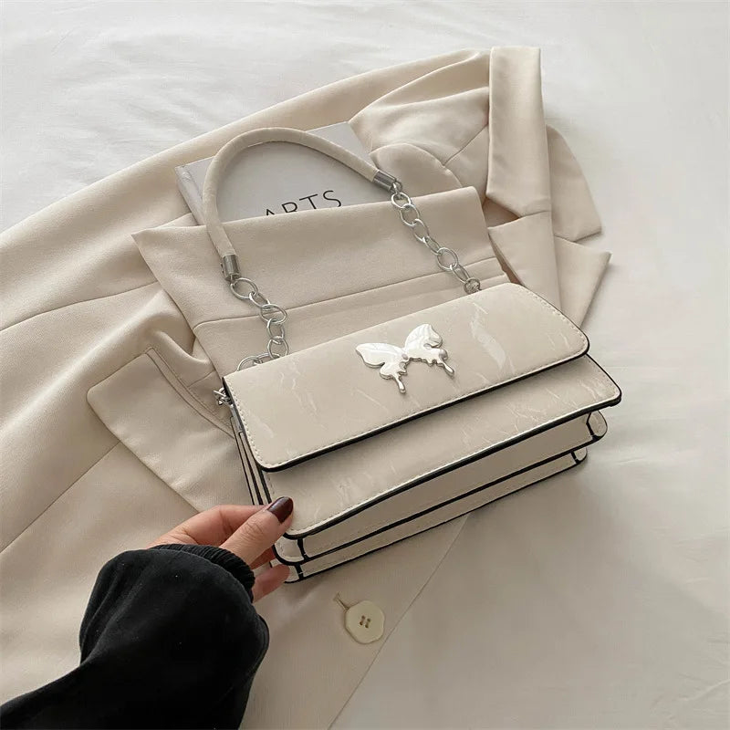 Fashion Bow Small Square PU Leather Underarm Crossbody Bag for Women
